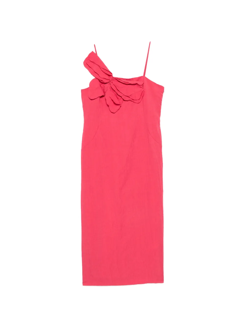 Blumarine ruffled-appliqué spaghetti-strap midi dress - Rosa