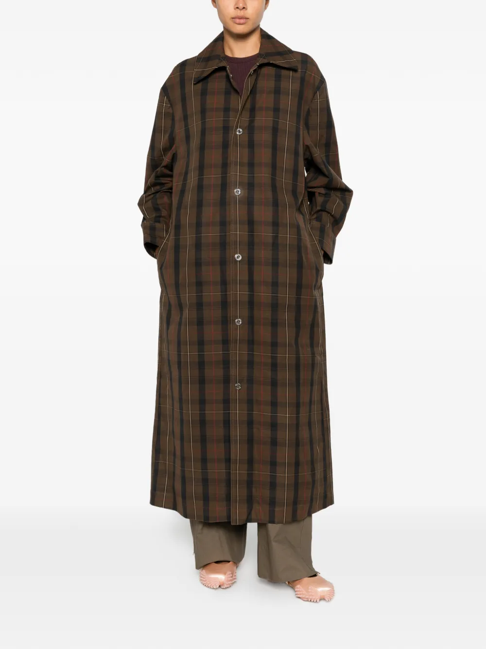 MARBELL Victoria geruite katoenen trenchcoat Bruin