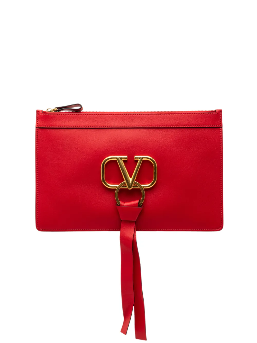 Valentino Garavani Pre-Owned 2018-2026 Leather VRing clutch bag - Rosso