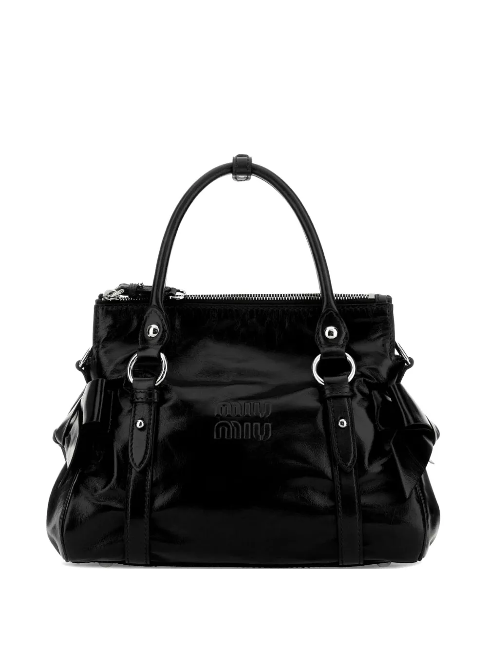 Miu Miu bow-detail leather tote bag - Nero