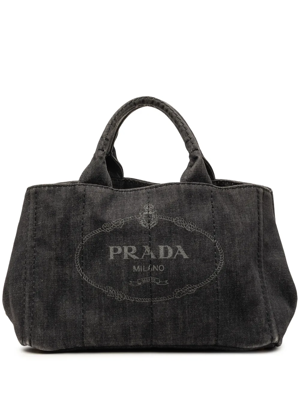 Prada Pre-Owned 2013-2026 Denim Canapa Logo satchel - Nero