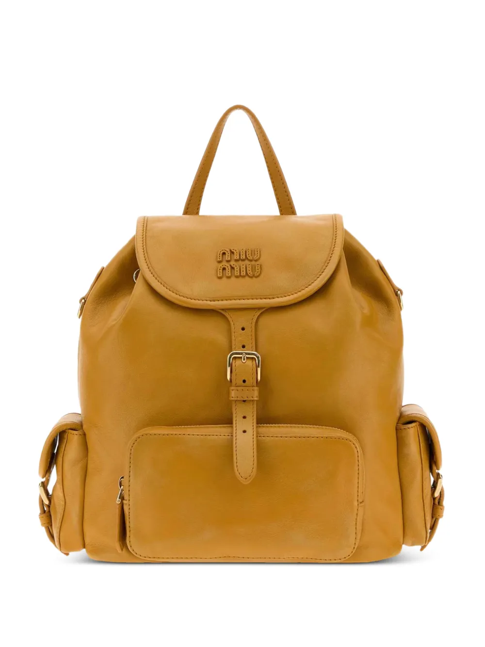 Miu Miu logo-plaque buckled backpack - Giallo