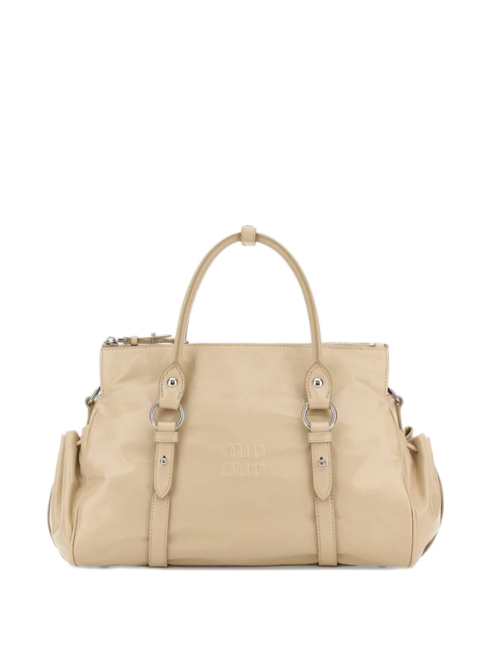 Miu Miu buckled leather tote bag - Toni neutri