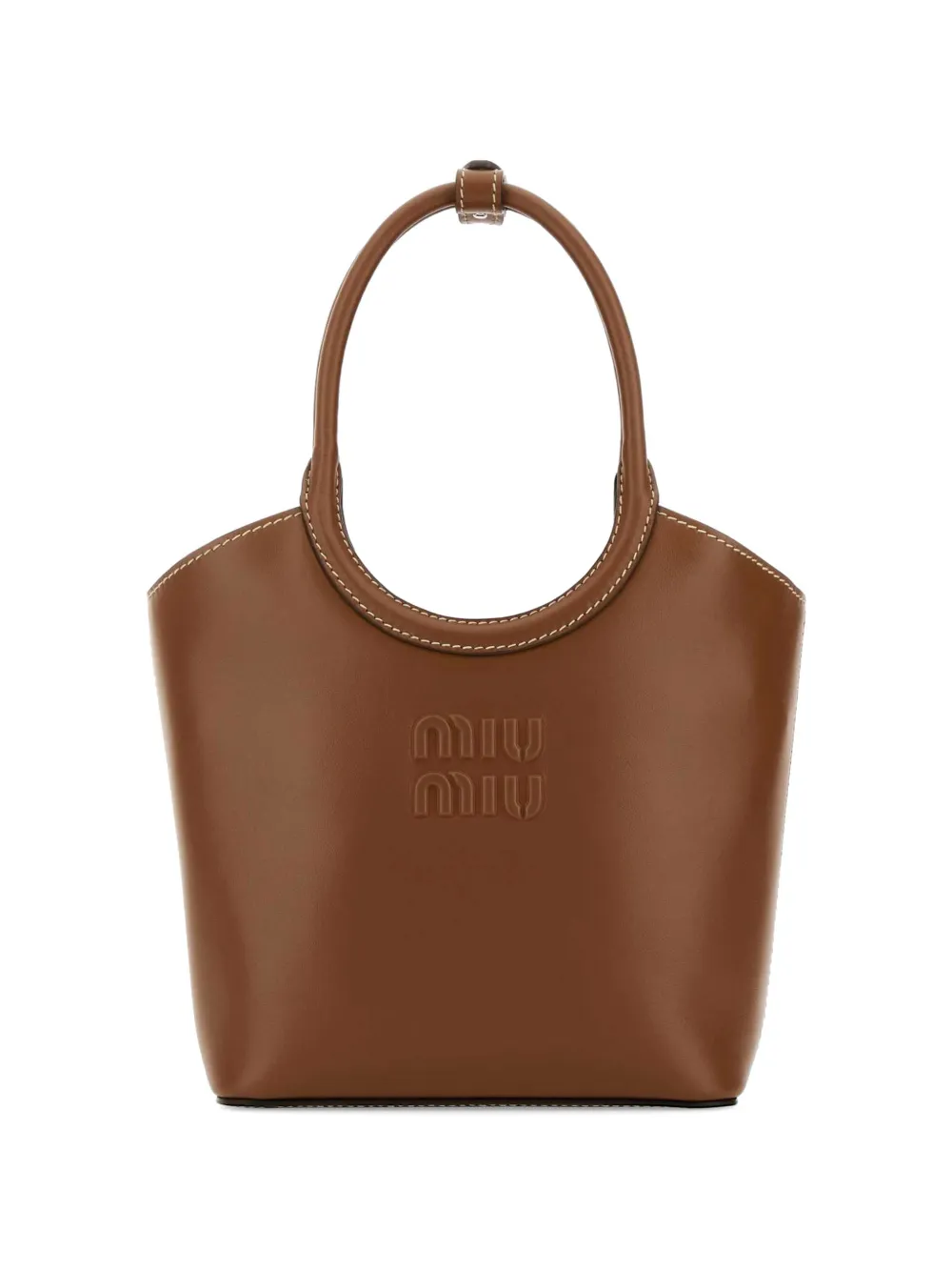 Miu Miu Ivy leather tote bag - Marrone