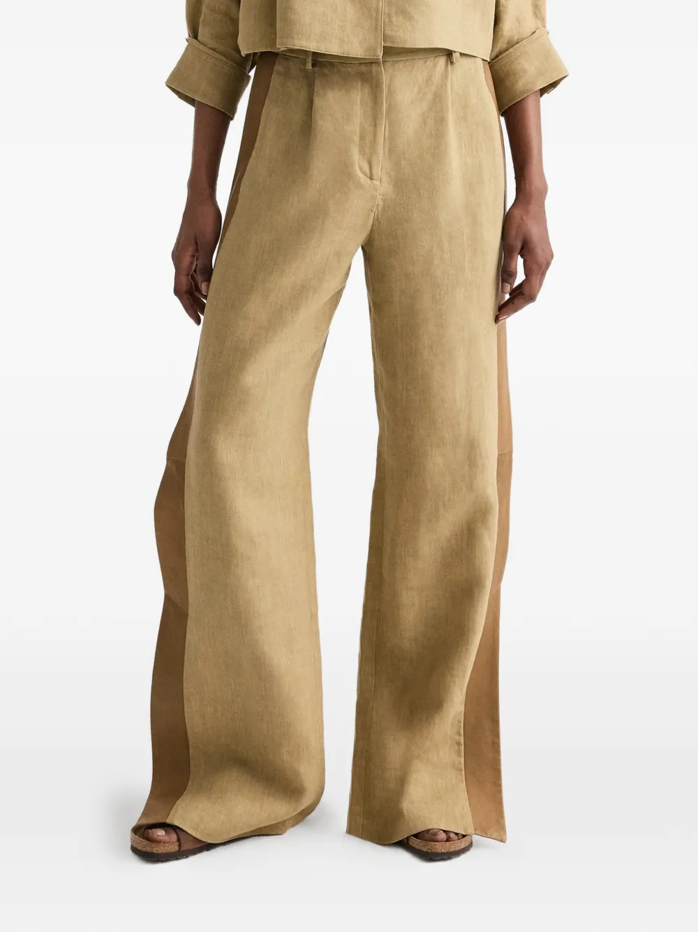 TWP side-stripe wide-leg trousers - Toni neutri