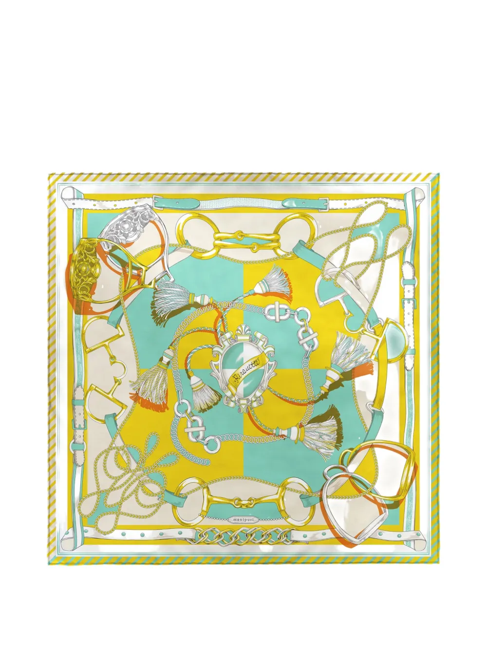 MANIPURI Pirouette equestrian-print silk scarf - Giallo