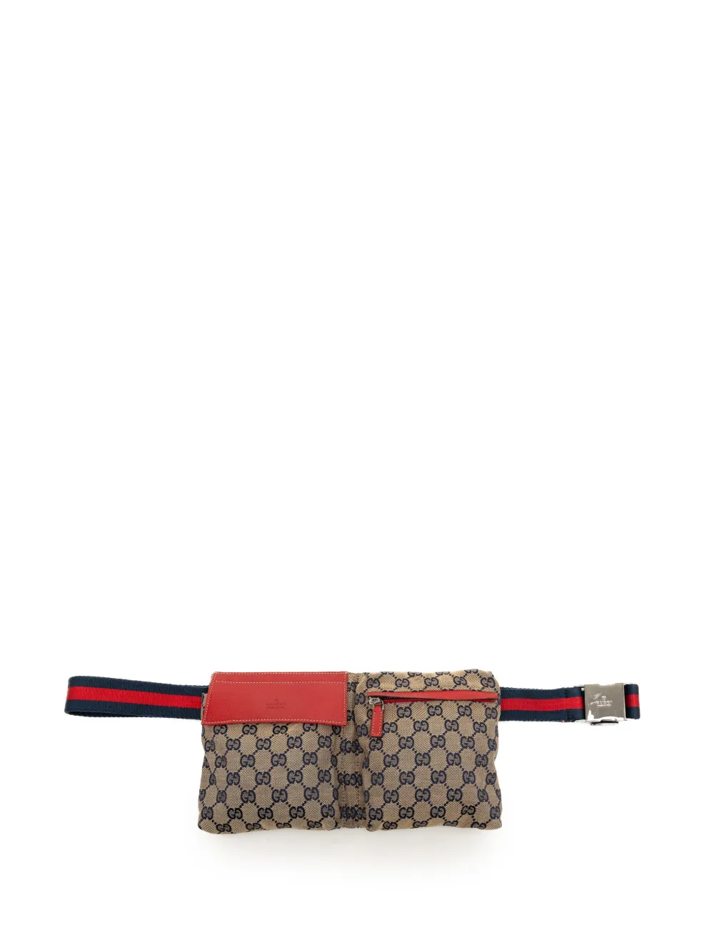 Gucci Pre-Owned 2000-2015 GG Canvas Web Double Pocket belt bag - Rosso