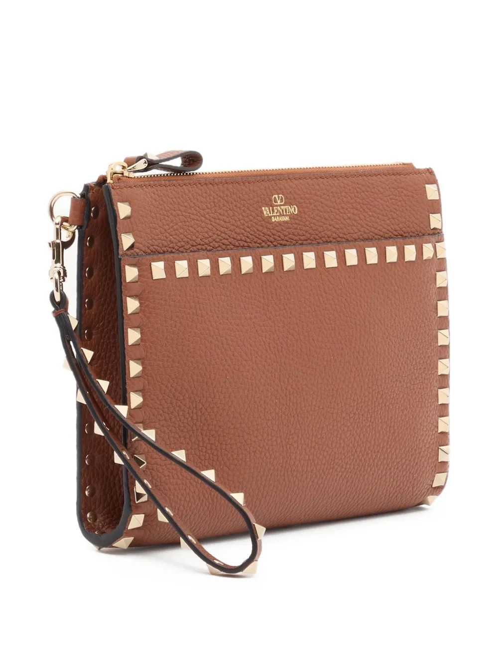 Valentino Garavani Rockstud buidel van korrelig kalfsleer Bruin