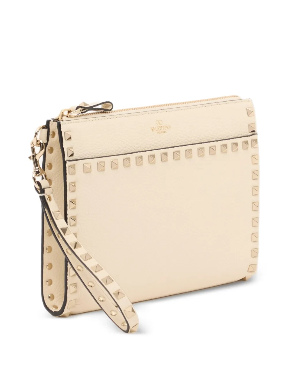 Valentino Garavani Rockstud buidel van korrelig kalfsleer Beige