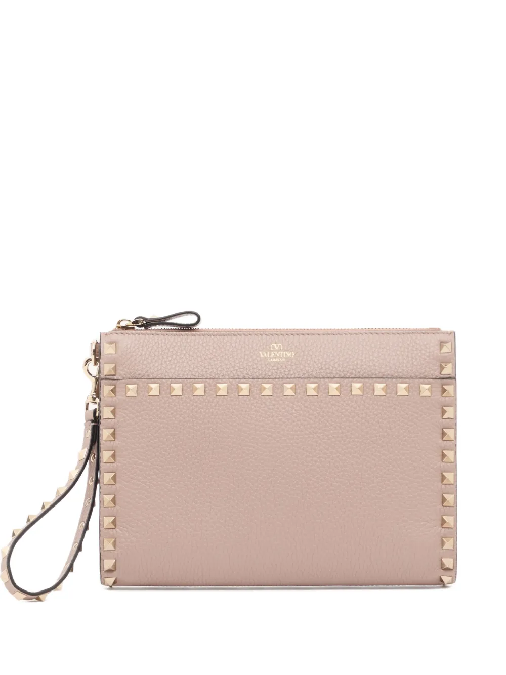 Valentino Garavani Rockstud pouch in grainy calfskin - Toni neutri