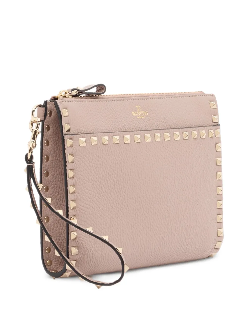 Valentino Garavani Rockstud buidel van korrelig kalfsleer Beige