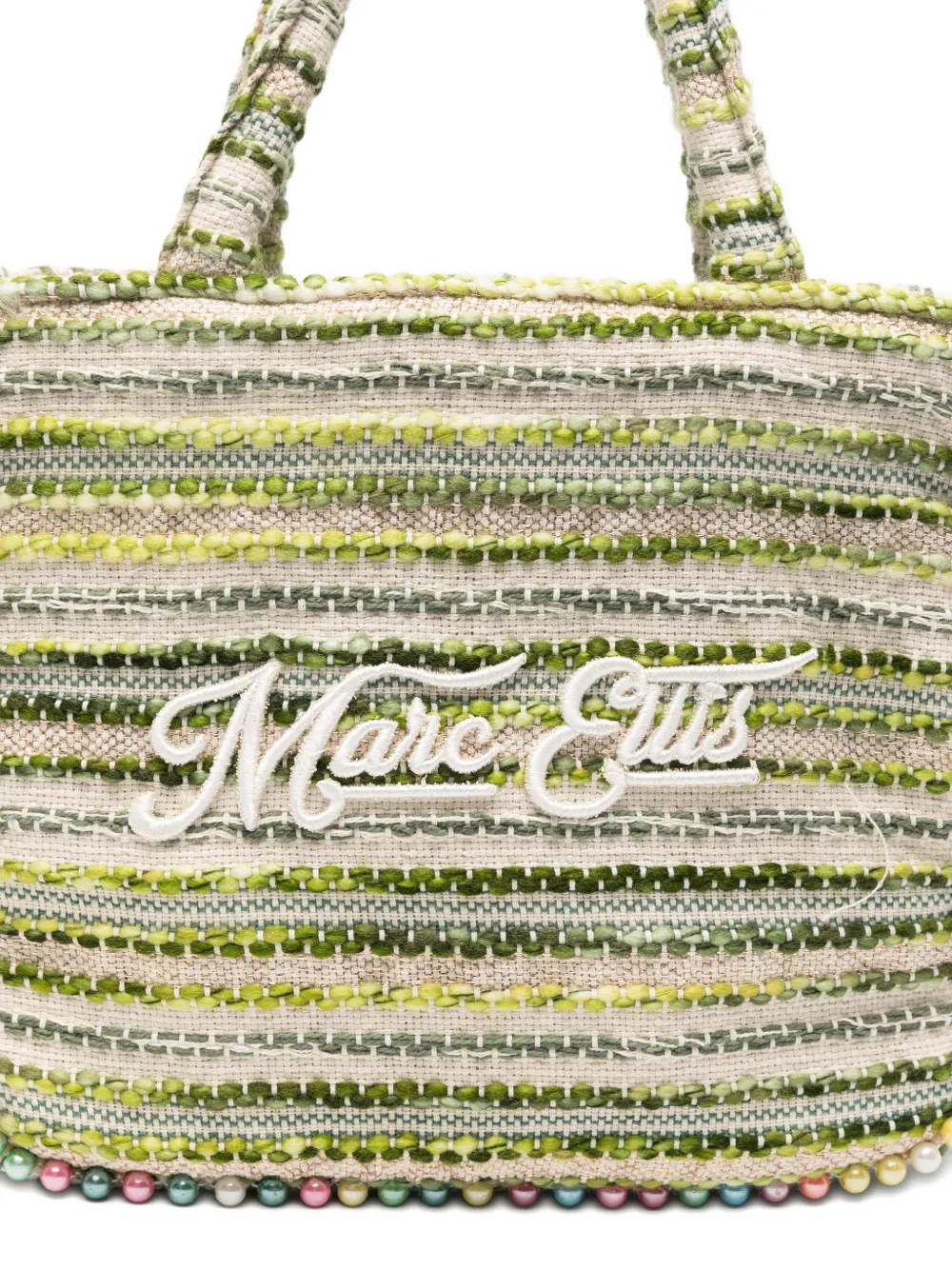 Marc Ellis Buby S gestreepte shopper verfraaid met kralen Beige