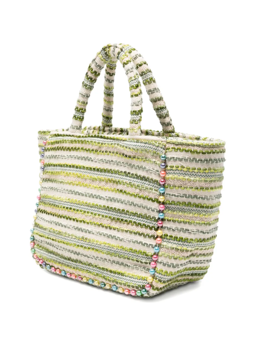 Marc Ellis Buby S gestreepte shopper verfraaid met kralen Beige