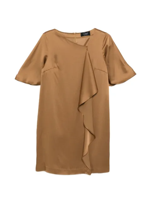Clips ruffled short-sleeve mini dress