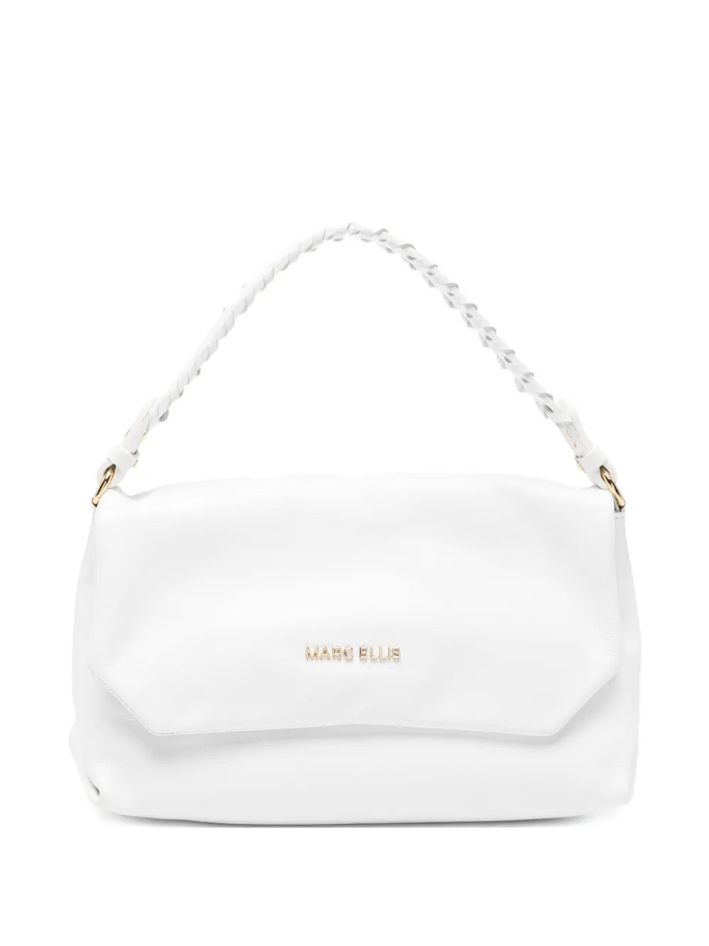 Marc Ellis Eloide braided-handle logo-plaque shoulder bag - Bianco