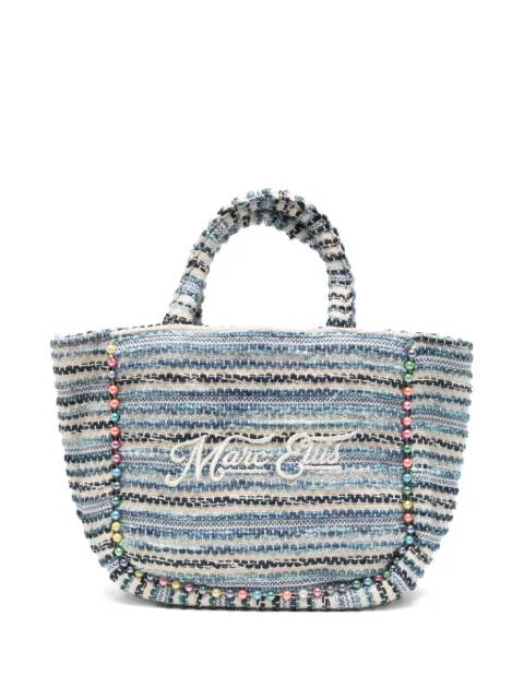 Marc Ellis bead-embellished logo-embroidered tote bag