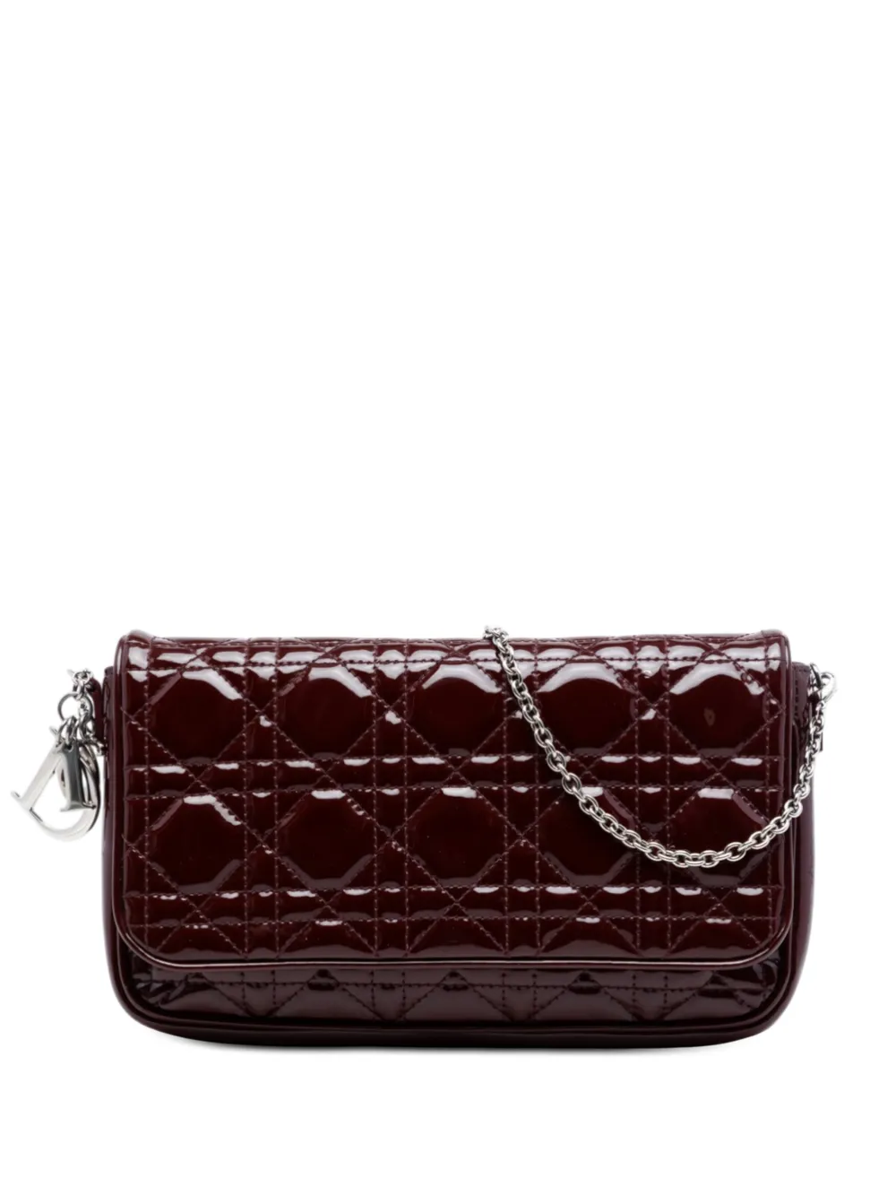 Christian Dior Pre-Owned 2011 Patent Cannage Lady Dior Wallet On Chain crossbody bag - Rosso