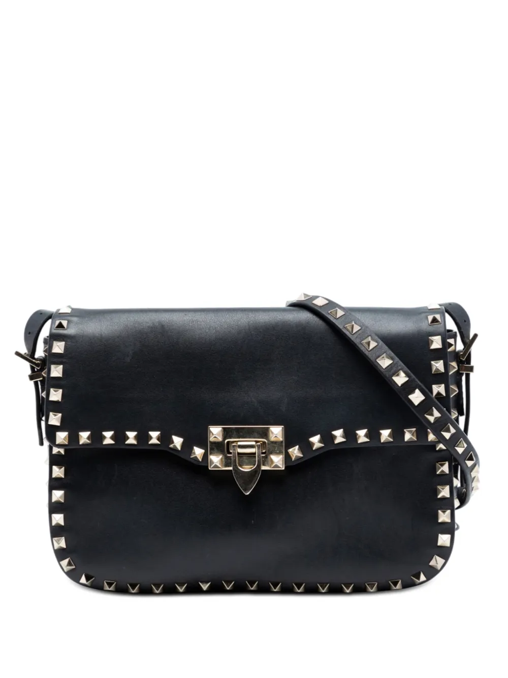 Valentino Garavani Pre-Owned 2010-2026 Small Leather Rockstud Flap crossbody bag - Nero