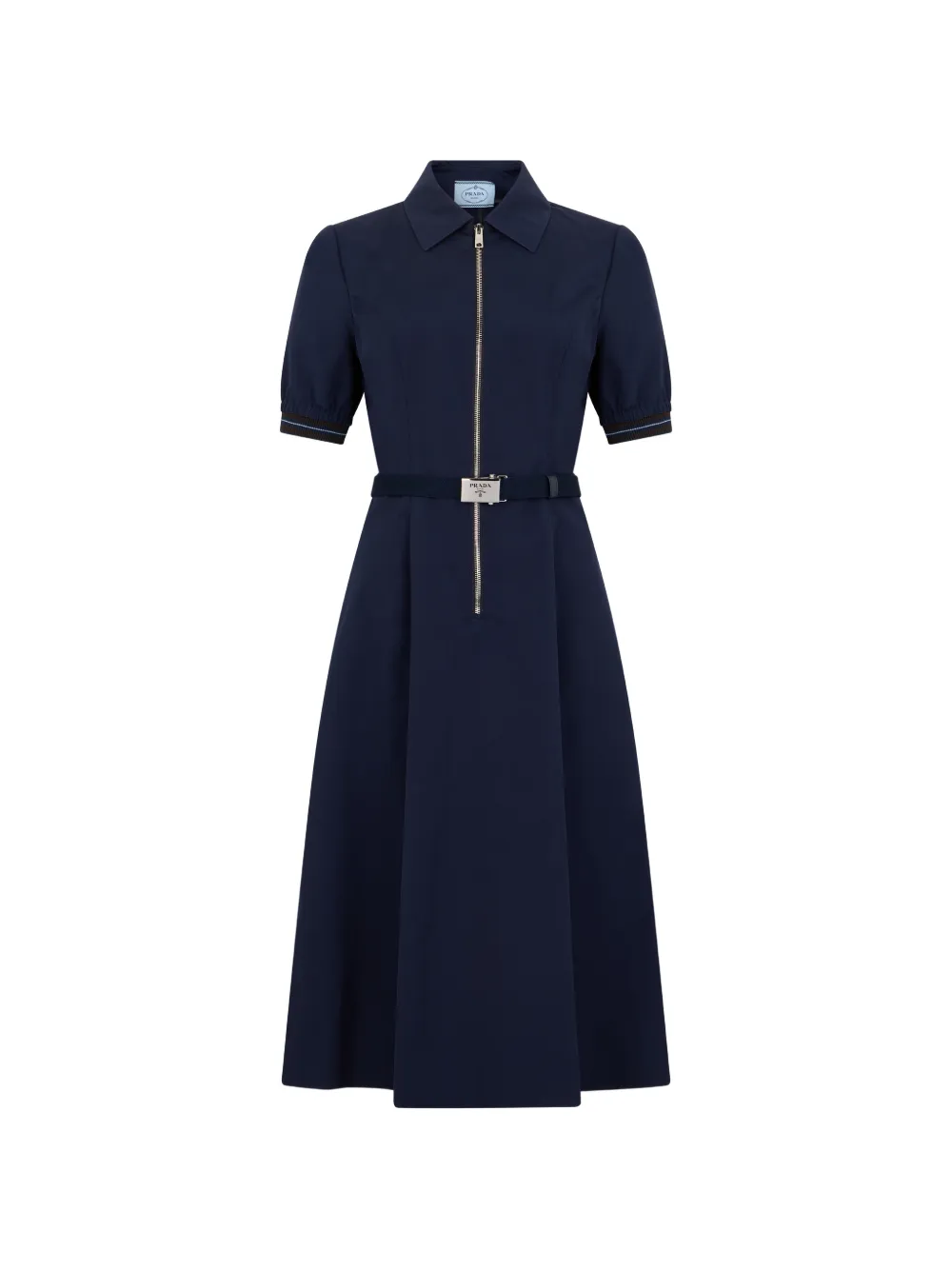 Prada belted zip-fastening midi dress - Blau