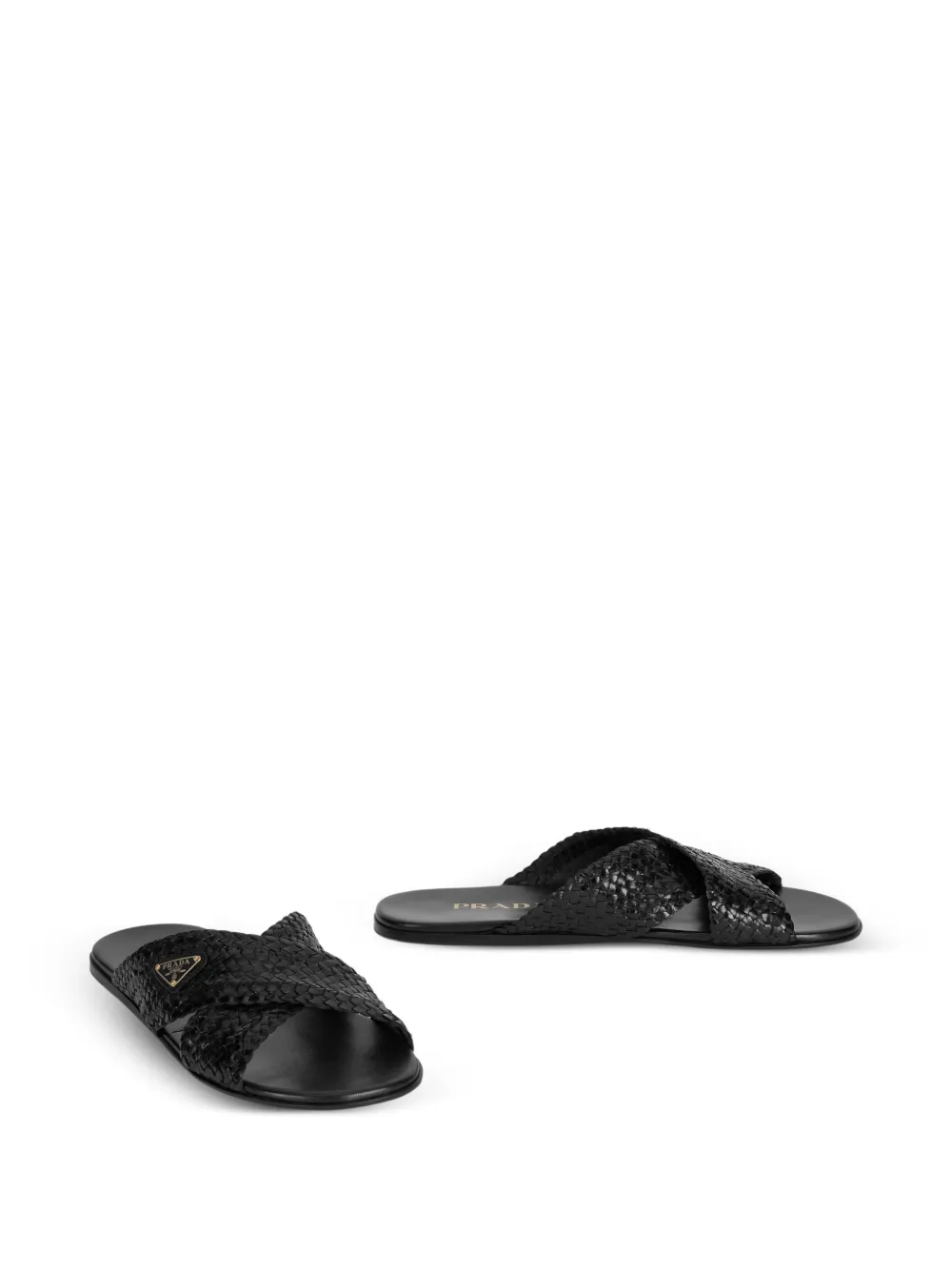 Prada woven crossover sandals Zwart