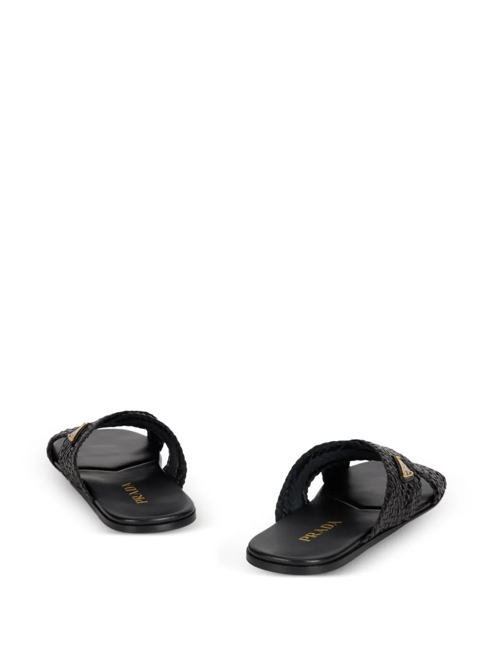 Prada woven crossover sandals Zwart