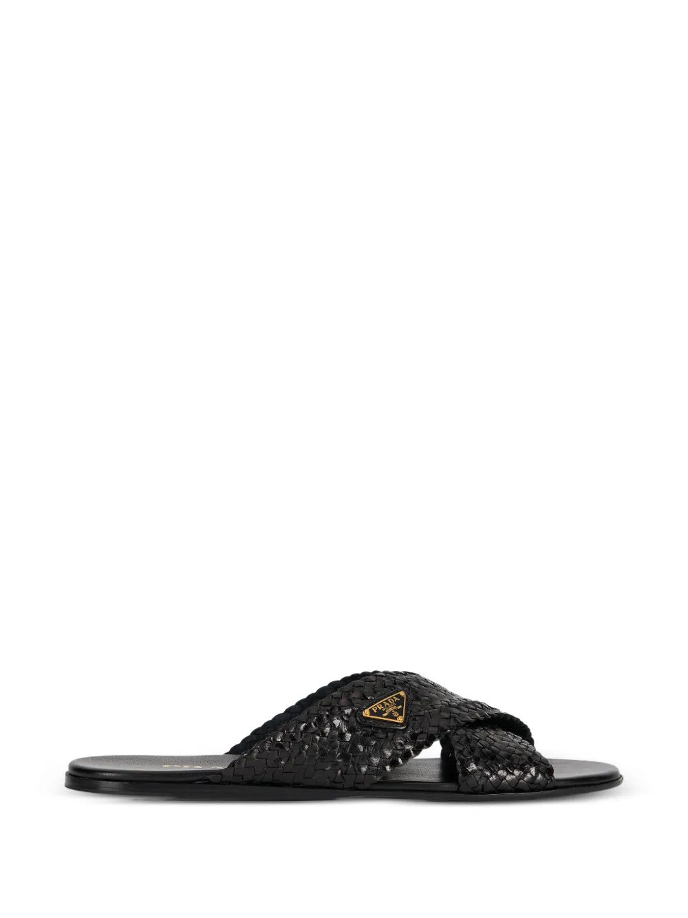 Prada woven crossover sandals Zwart