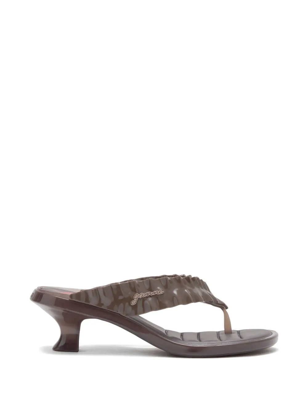 GANNI x Ganni Sandalen mit Rüschenriemen - Braun