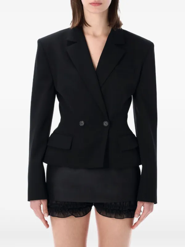 Magda Butrym Double-breasted Peplum Blazer in Black
