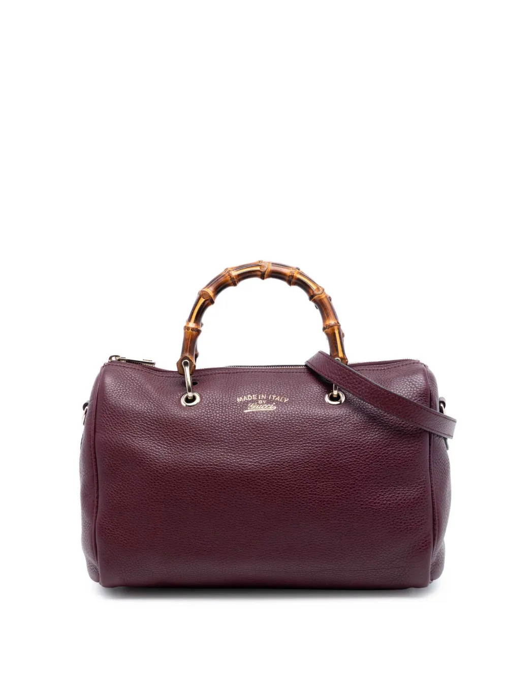 Gucci Pre-Owned 2016-2026 Medium Calfskin Bamboo Shopper Boston Bag satchel - Red