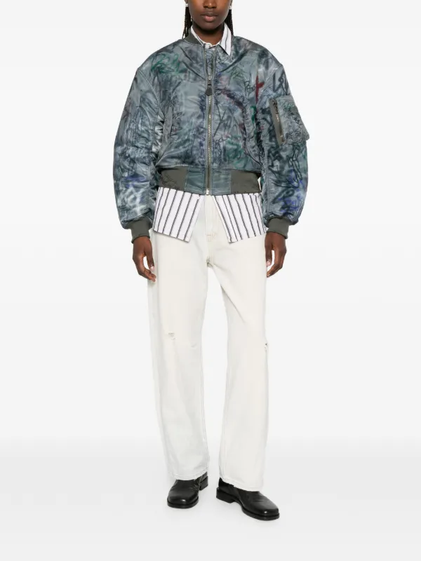 ジャケット・アウター Protocol Index Reversible Bomber Jacket PROTOCOL INDEX zip-fastening print-detail Reversible Bomber Jacket