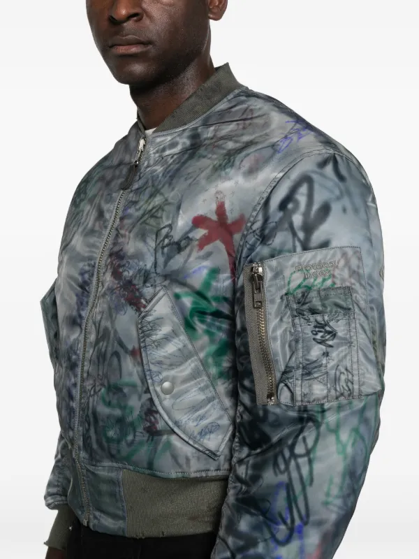 PROTOCOL INDEX zip-fastening print-detail Reversible Bomber Jacket