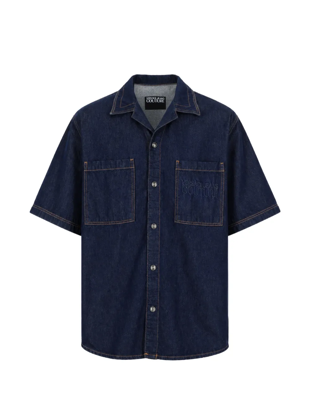 Versace Jeans Couture logo-embroidered denim shirt - Blu