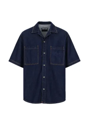 EMPORIO ARMANI 厚手デニム半袖シャツ Emporio Armani Denim Capsule シャツ | ブルー | FARFETCH JP