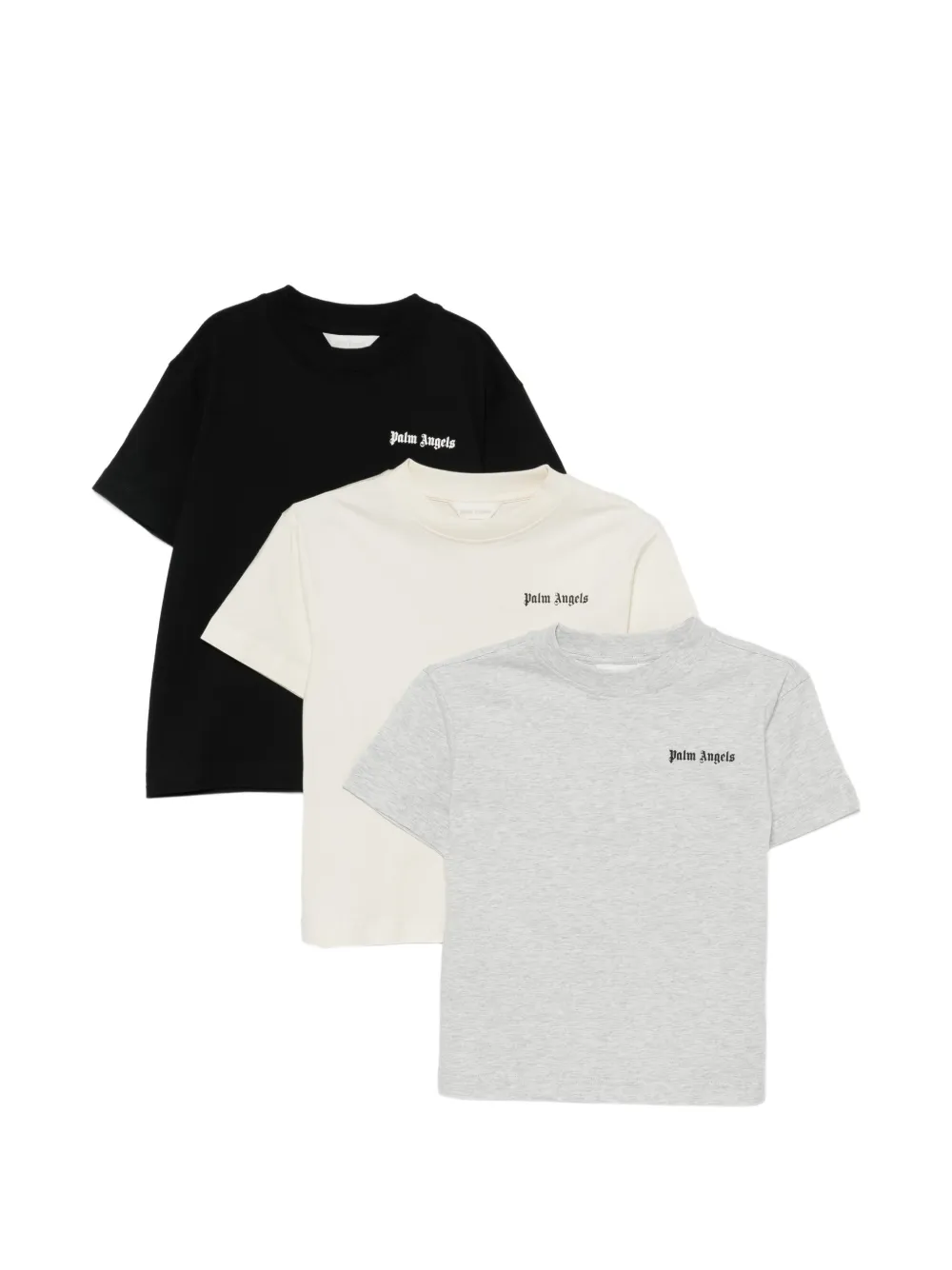 Palm Angels Kids logo-print T-shirt set of three - Grigio