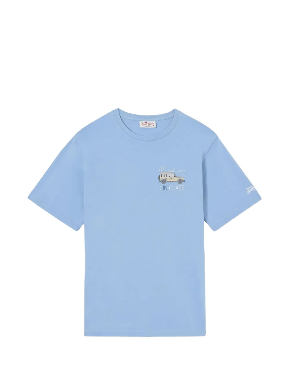 MC2 Saint Barth dusty light blue Portofino T-shirt with All I Need Is A G-in Class embroidery Blauw