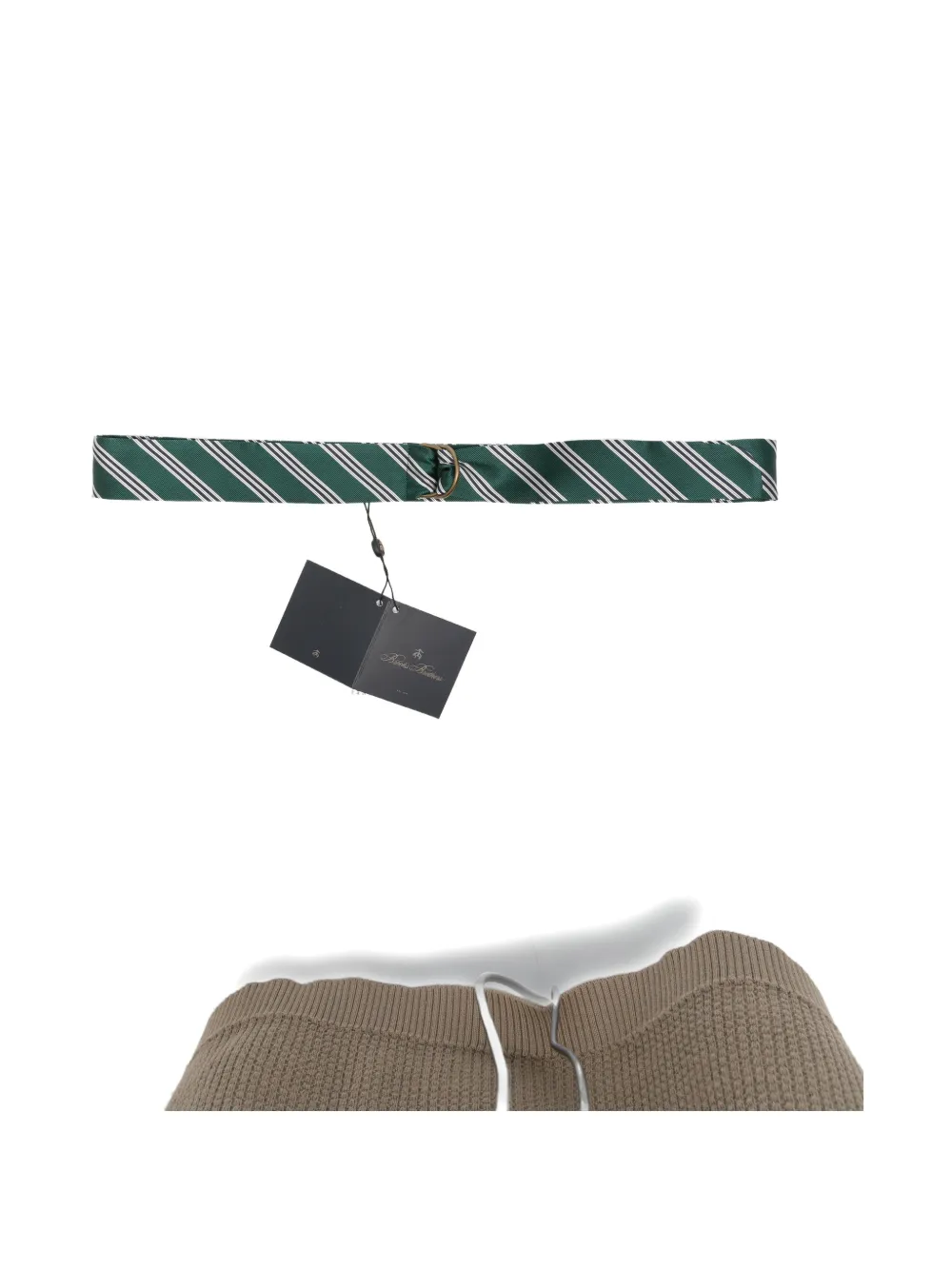 Brooks Brothers striped D-ring belt - Verde