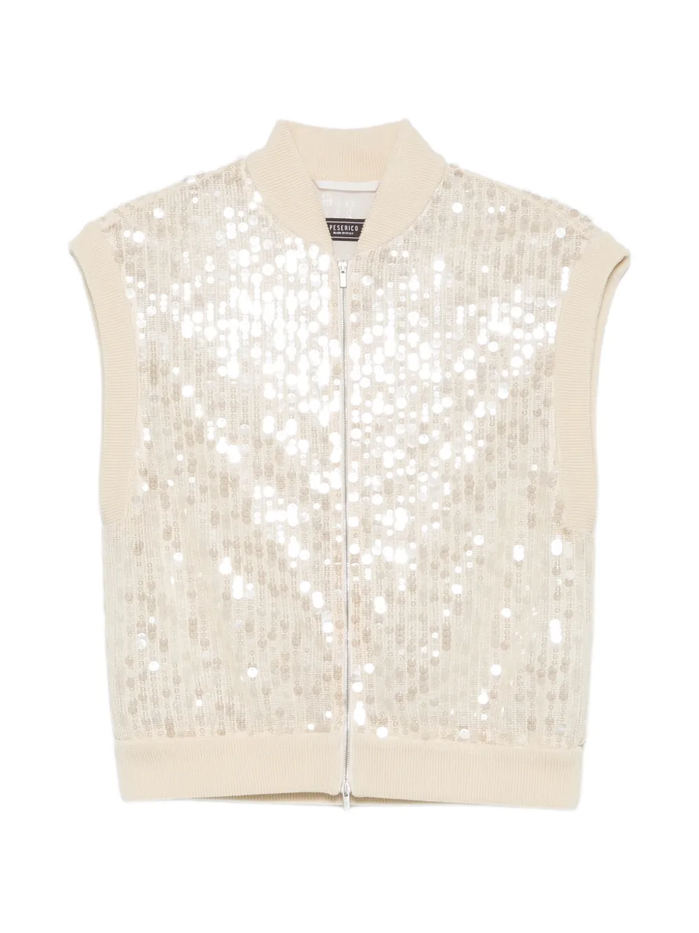 Peserico sequin-embellished zip-fastening vest - Toni neutri