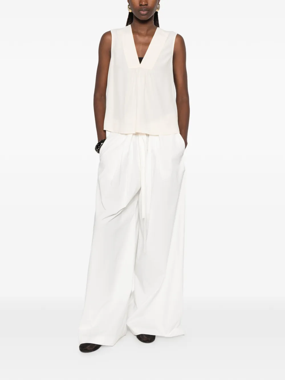 MOMONÌ Juana blouse met V-hals Wit