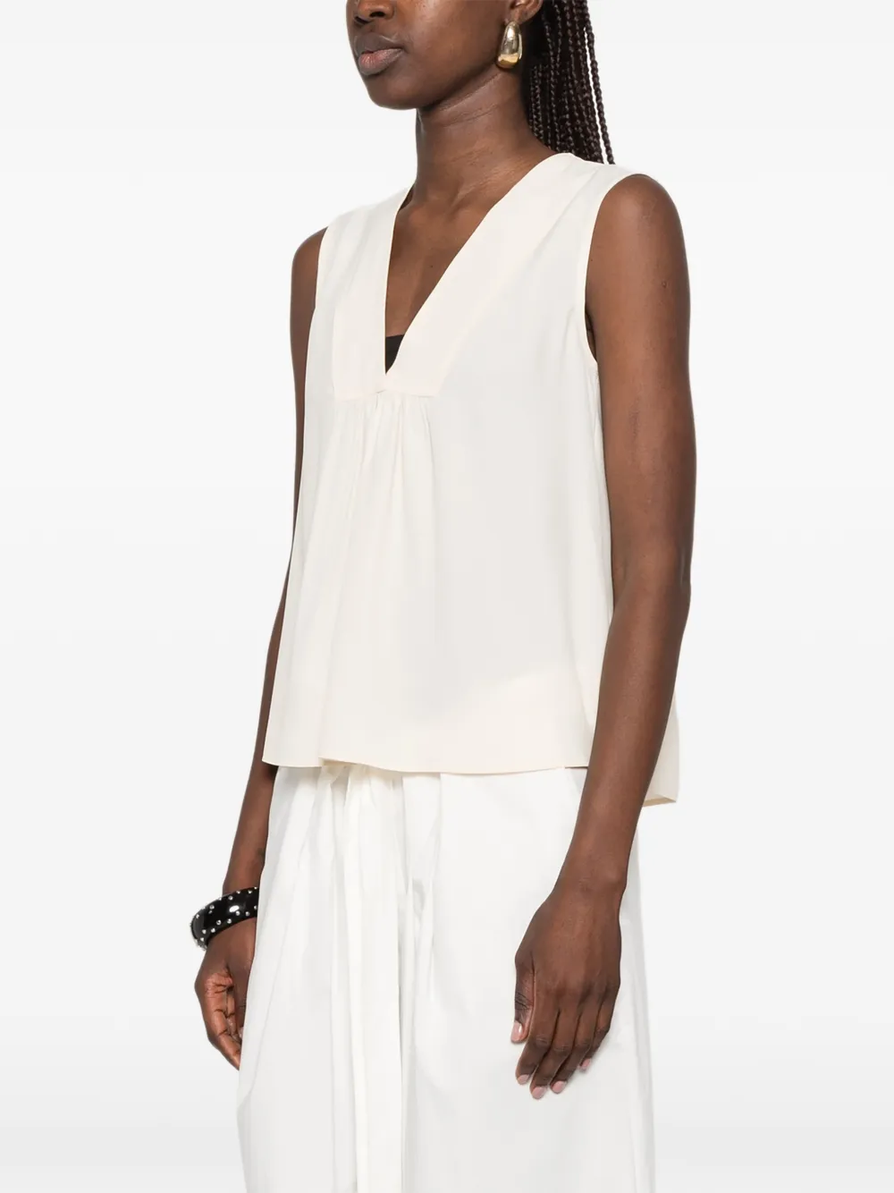 MOMONÌ Juana blouse met V-hals Wit