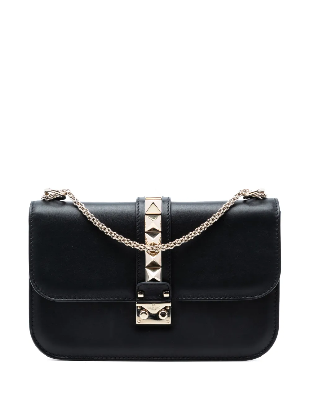 Valentino Garavani Pre-Owned 2000-2017 Medium Leather Rockstud Glam Lock crossbody bag - Nero