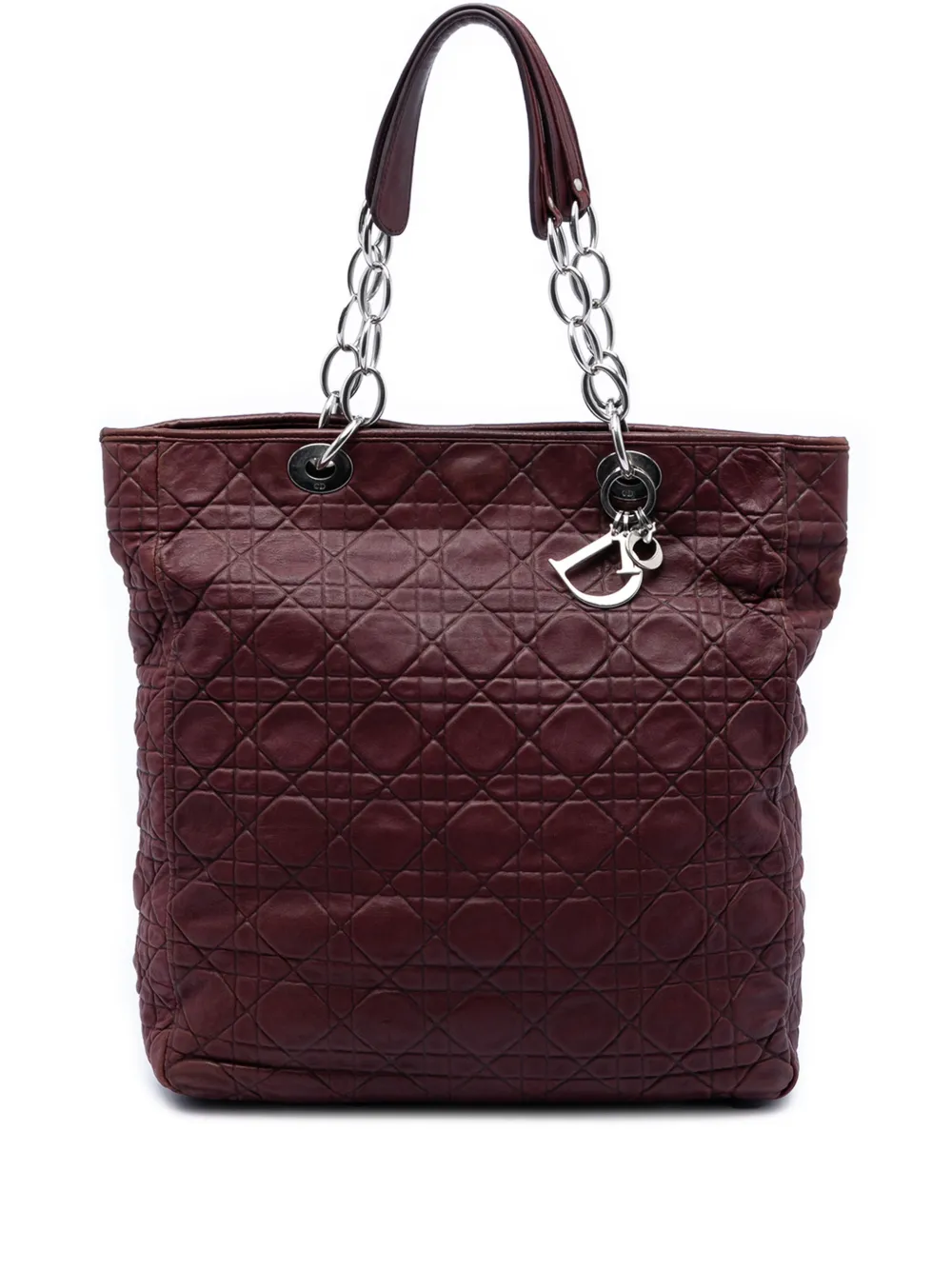 Christian Dior Pre-Owned 2008 Large Lambskin Cannage Lady Dior Soft Shopping tote bag - Rosso