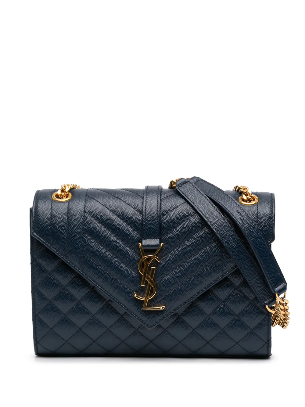 Saint Laurent Pre-Owned 2018 Medium Grain De Poudre Triquilt Monogram Envelope Bag shoulder bag - Blau