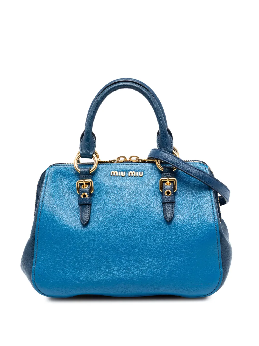 Miu Miu Pre-Owned 2010-2026 Bicolor Madras Leather Convertible Doctor satchel - Blu