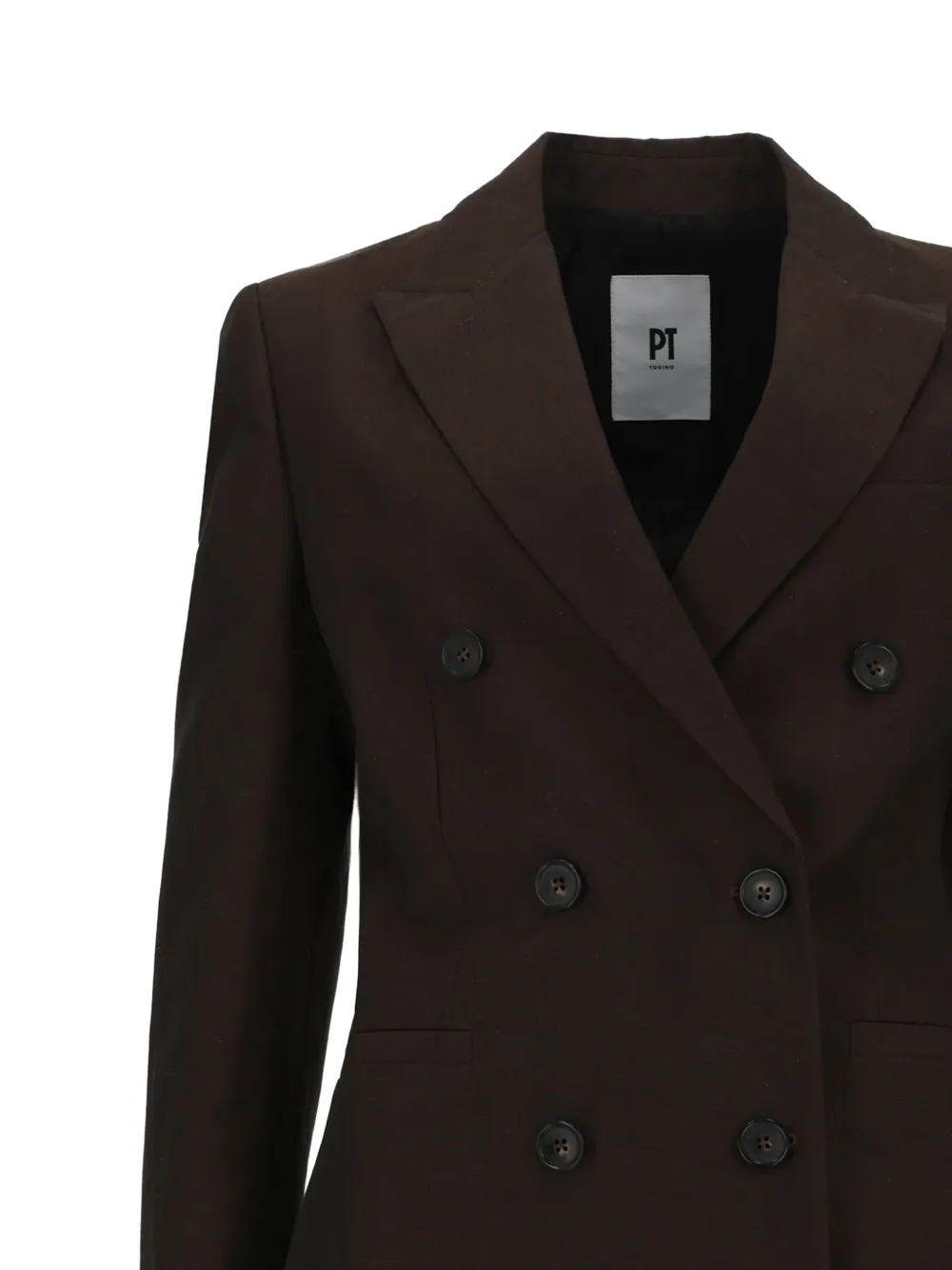 PT Torino Romy blazer met dubbele rij knopen Bruin