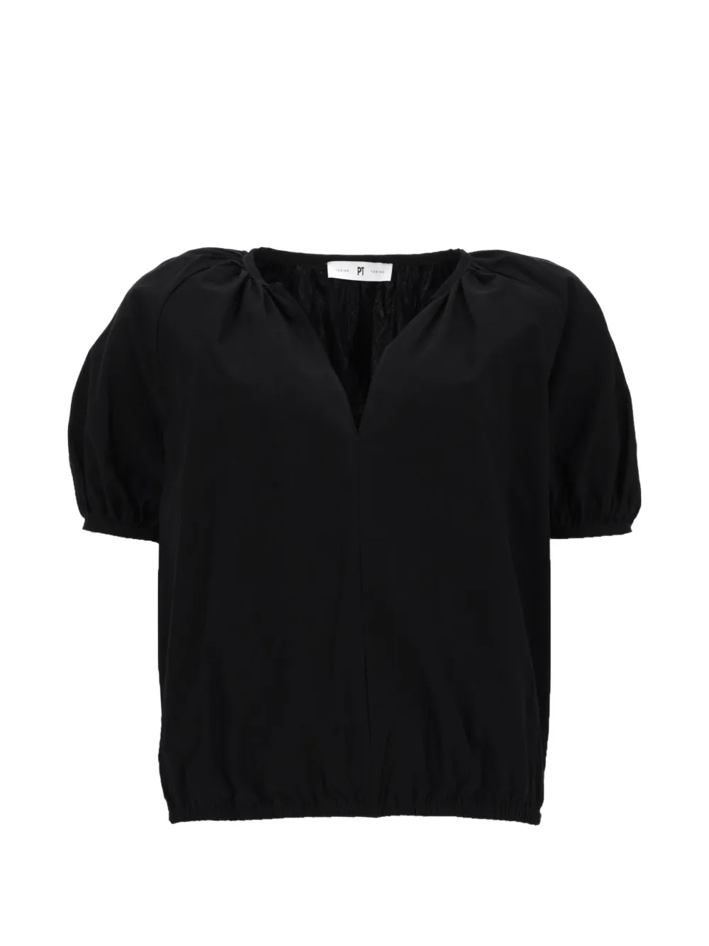PT Torino Teresa puff-sleeve V-neck blouse - Nero