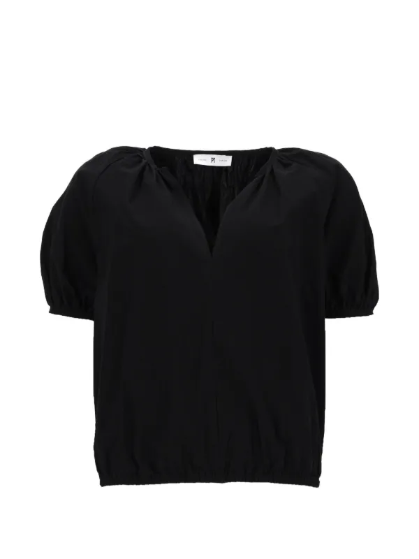 PT Torino Teresa Puff-sleeve V-neck Blouse in Black