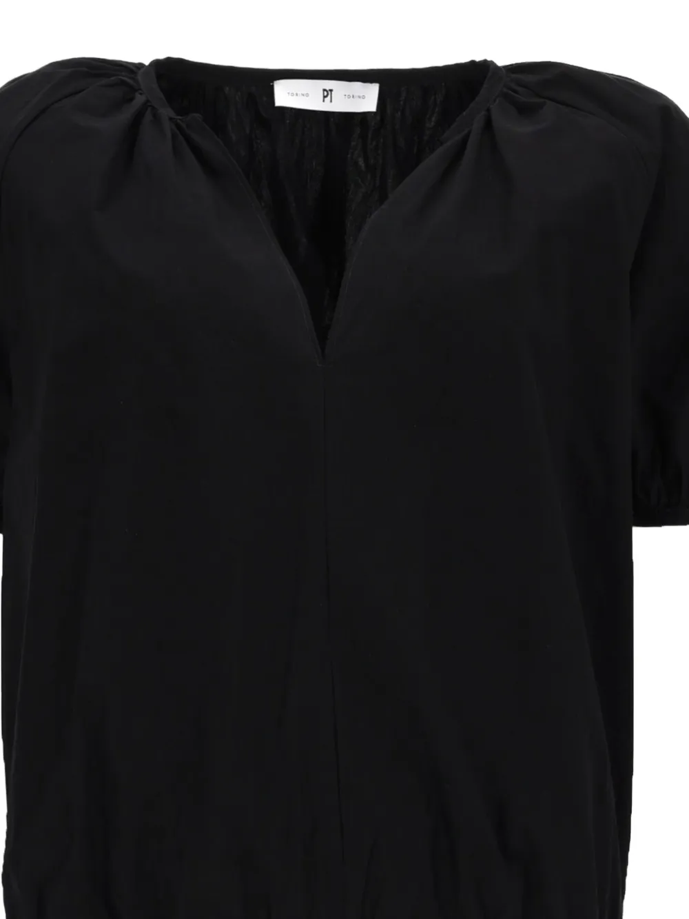 PT Torino Teresa blouse met pofmouwen en V-hals Zwart