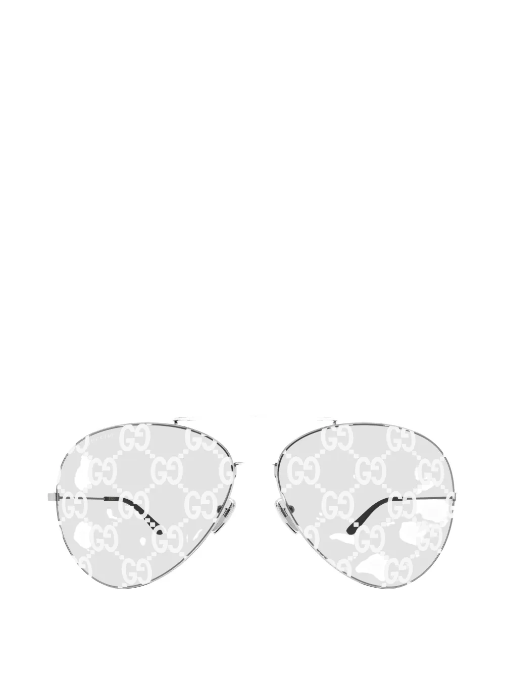 Gucci Gg Monogram-print Pilot Sunglasses In Silver