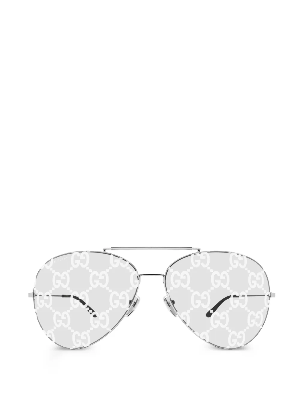 Gucci Eyewear GG monogram-print pilot sunglasses - Argento