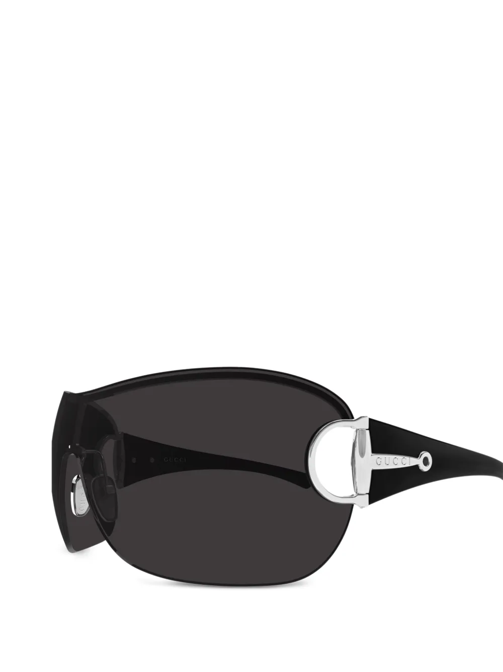 Gucci Eyewear Horsebit zonnebril met schild montuur Zwart